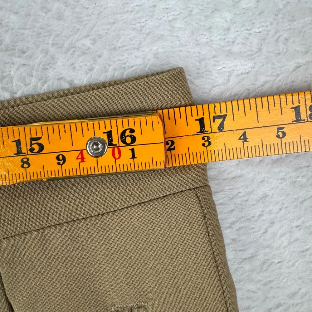 Canali Dress Trousers Mens 34 Tan Pure Wool Triple Pleated Cuffed Made in Italy